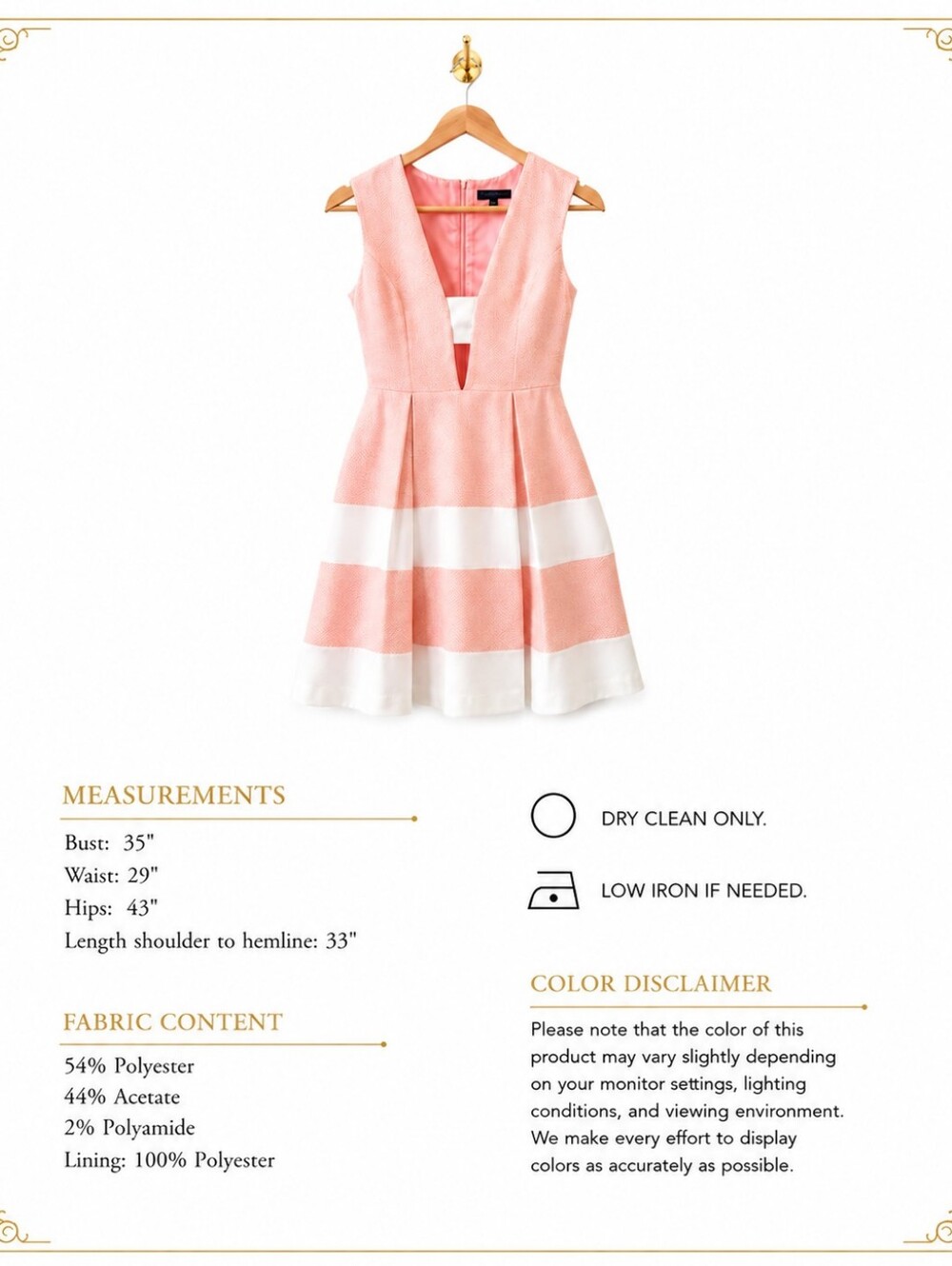 Nha Khanh | Coral & Ivory Fit & Flare Dress |  Size 8 | Luxury Dress - Picture 3 of 9
